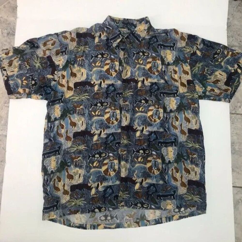 KAHAL SILK Men's‎ Hawaiian Animals Shirt size XL